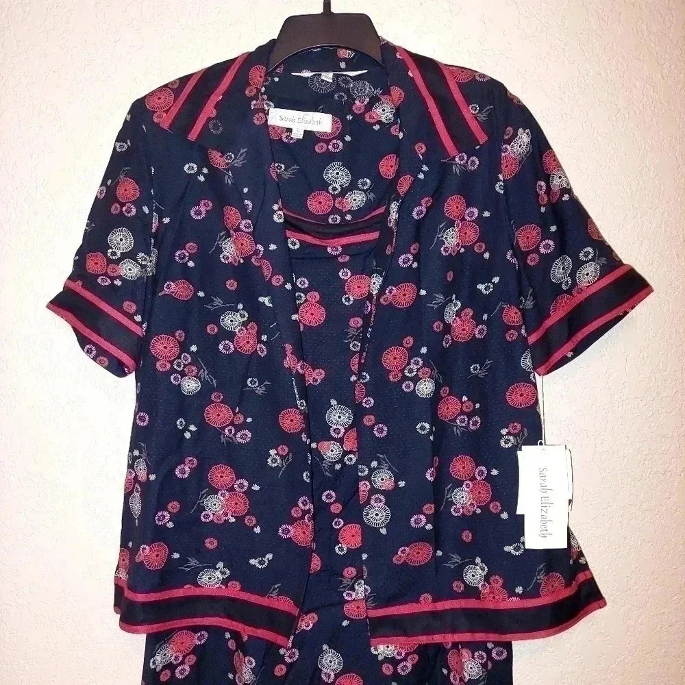 NWT Vintage Sarah Elizabeth 2 pc Black & Red Dress and Jacket Size 12 - Picture 3 of 10